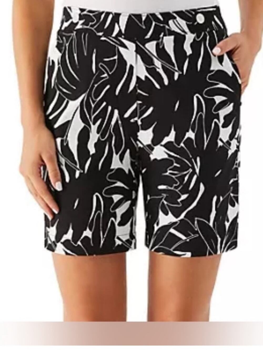 Rafaella Black & White Floral Stretch Shorts